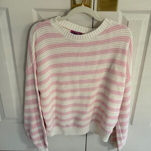 Striped Pink and White Women's Sweater